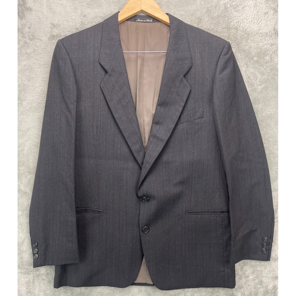Mani By Giorgio Armani Men's Blazer 42R Gray Striped 100% Wool